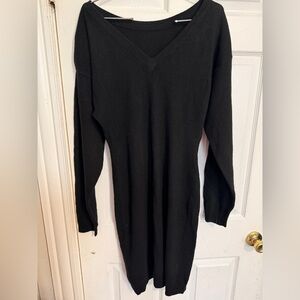 Rampage Classic Black V-Neck Sweater Dress